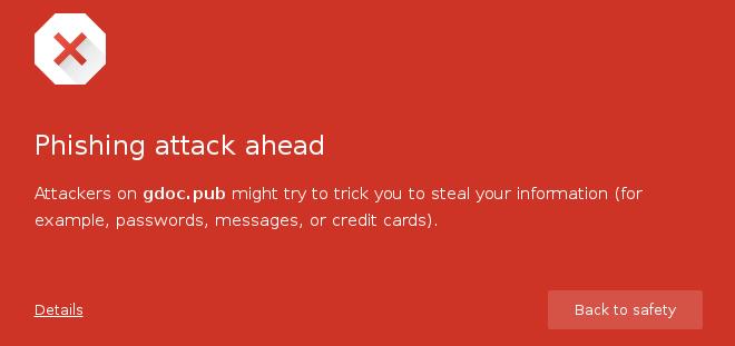 Phishing Chrome Warning